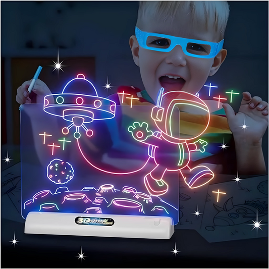 Juego MagiDibujo: Tablero Mágico 3D! Con gafas 3D, tus hijos verán sus dibujos cobrar vida en tres dimensiones.